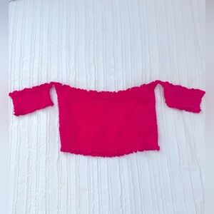 Forever 21 Sz. Sm Hot Pink Off Shoulder Elastic Crop Top